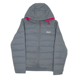 DLX Womens Puffer Jacket Grey Hooded UK 10