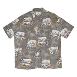 ISLAND SHORES Mens Hawaiian Shirt Grey Floral XL