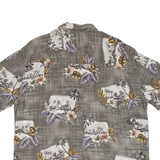 ISLAND SHORES Mens Hawaiian Shirt Grey Floral XL