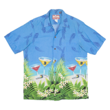 RJC Mens Hawaiian Shirt Blue Floral L
