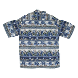 PIERRE CARDIN Mens Hawaiian Shirt Blue Floral L