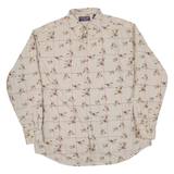 ROUNDTREE & YORKE Birds Mens Shirt Beige Long Sleeve L