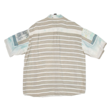 SANGI Mens Hawaiian Shirt Blue Crazy Pattern L