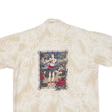 NO BOUNDARIES Mens Hawaiian Shirt Beige Floral L