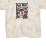 NO BOUNDARIES Mens Hawaiian Shirt Beige Floral L
