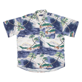 CROSSINGS Tall Mens Hawaiian Shirt Blue Floral XL
