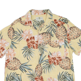 ISLAND SHORES Mens Hawaiian Shirt Yellow Floral L