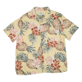 ISLAND SHORES Mens Hawaiian Shirt Yellow Floral L