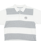 UMBRO Mens Polo Shirt White Striped M
