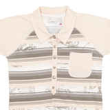 KICKERS Womens Polo Shirt Pink Striped UK 8