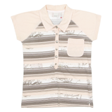 KICKERS Womens Polo Shirt Pink Striped UK 8
