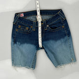 True Religion Tie-Dye Denim Shorts - 25W UK 4 Blue Denim