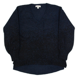 MONSOON Womens Patterned Jumper Blue V-Neck Tight Knit S