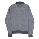 TOMMY HILFIGER Mens Jumper Blue Button Neck Tight Knit L