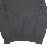 TOMMY HILFIGER Mens Jumper Grey V-Neck Tight Knit M