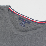 TOMMY HILFIGER Mens Jumper Grey V-Neck Tight Knit M