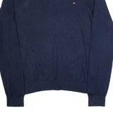 TOMMY HILFIGER Mens Jumper Blue V-Neck Tight Knit S