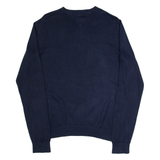 TOMMY HILFIGER Mens Jumper Blue V-Neck Tight Knit S
