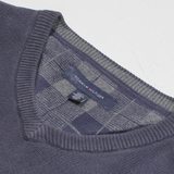 TOMMY HILFIGER Mens Jumper Blue V-Neck Tight Knit M