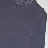 TOMMY HILFIGER Mens Jumper Blue V-Neck Tight Knit M