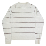 TOMMY HILFIGER Mens Patterned Jumper Cream Striped Tight Knit M