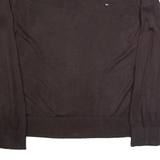 TOMMY HILFIGER Mens Jumper Brown V-Neck Tight Knit XL