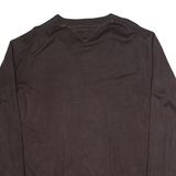 TOMMY HILFIGER Mens Jumper Brown V-Neck Tight Knit XL