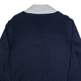 MONSOON Womens Jumper Blue Collared Tight Knit 3/4 Sleeve Wool UK 22