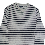 TOMMY HILFIGER Fit Mens Patterned Jumper Grey Striped Tight Knit XL