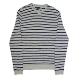 TOMMY HILFIGER Fit Mens Patterned Jumper Grey Striped Tight Knit XL