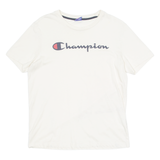 CHAMPION Mens T-Shirt Cream Crew Neck XS
