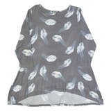 LAURA ASHLEY Feather Design Womens Printed Top Grey 3/4 Sleeve UK 12