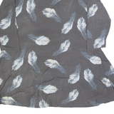 LAURA ASHLEY Feather Design Womens Printed Top Grey 3/4 Sleeve UK 12
