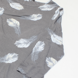 LAURA ASHLEY Feather Design Womens Printed Top Grey 3/4 Sleeve UK 12