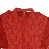 WHITE STUFF Sheer Womens Printed Blouse Red Roll Neck 3/4 Sleeve UK 12