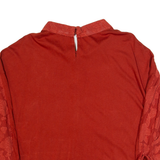 WHITE STUFF Sheer Womens Printed Blouse Red Roll Neck 3/4 Sleeve UK 12