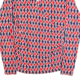 BODEN Womens Printed Top Red Button Neck Long Sleeve Crazy Pattern UK 14