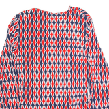 BODEN Womens Printed Top Red Button Neck Long Sleeve Crazy Pattern UK 14