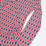 BODEN Womens Printed Top Red Button Neck Long Sleeve Crazy Pattern UK 14