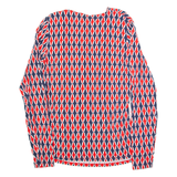 BODEN Womens Printed Top Red Button Neck Long Sleeve Crazy Pattern UK 14