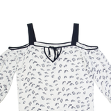MINT VELVET Womens Printed Top White 3/4 Sleeve Crazy Pattern UK 12