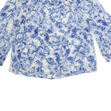 JACK WILLS Sheer Womens Printed Top Blue Off Shoulder Viscose Floral UK 8