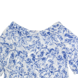JACK WILLS Sheer Womens Printed Top Blue Off Shoulder Viscose Floral UK 8