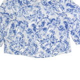 JACK WILLS Sheer Womens Printed Top Blue Off Shoulder Viscose Floral UK 8