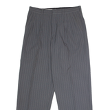 MANUEL MANCERA Striped Mens Trousers Grey Regular Straight Viscose W30 L30