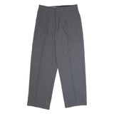 MANUEL MANCERA Striped Mens Trousers Grey Regular Straight Viscose W30 L30