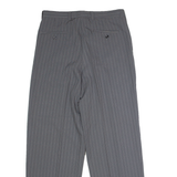MANUEL MANCERA Striped Mens Trousers Grey Regular Straight Viscose W30 L30