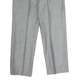 Pleated Mens Trousers Grey Regular Straight W36 L29
