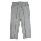 Pleated Mens Trousers Grey Regular Straight W36 L29