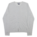 TOMMY HILFIGER Womens Cardigan Grey Tight Knit Wool L